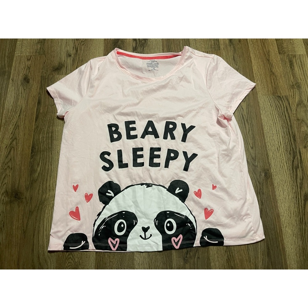 Secret Treasures Shirt, Girl's Size Large, Pink, Sleepwear, PANDA Beary Sleepy,